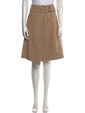 Jil Sander Navy Pleated Accents Knee-Length Skirt