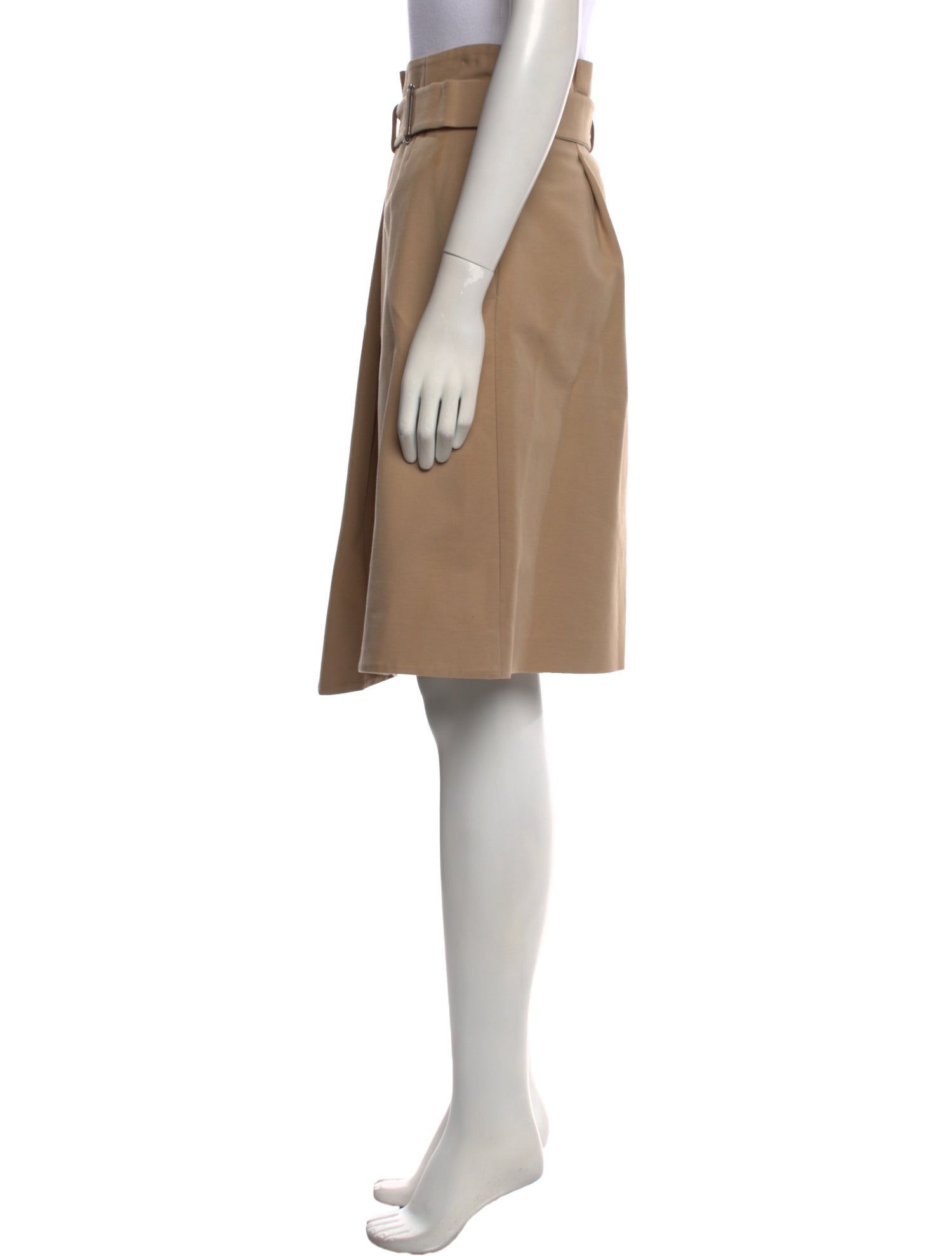 Jil Sander Navy Pleated Accents Knee-Length Skirt