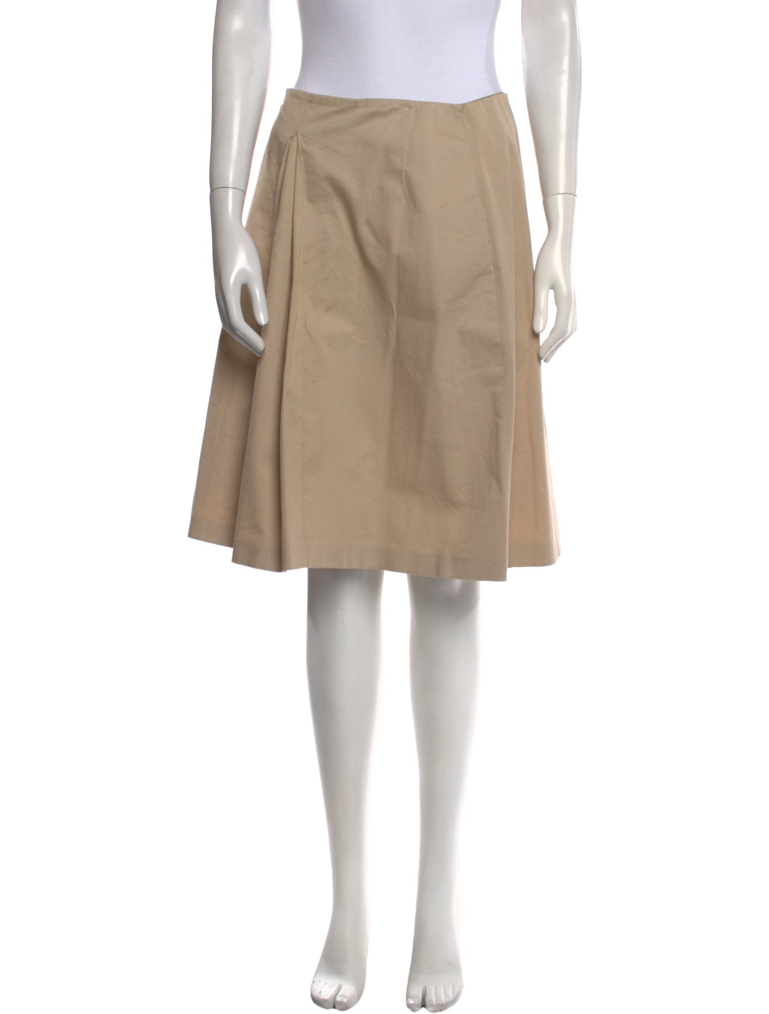 Jil Sander Navy Pleated Accents Knee-Length Skirt
