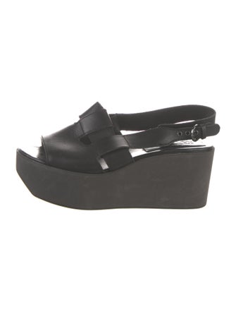 Jil Sander Navy Leather Slingback Sandals
