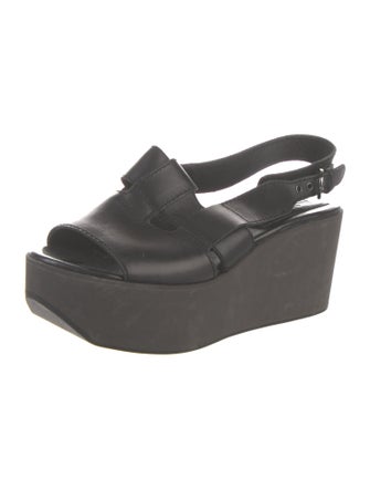 Jil Sander Navy Leather Slingback Sandals