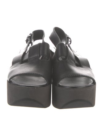Jil Sander Navy Leather Slingback Sandals