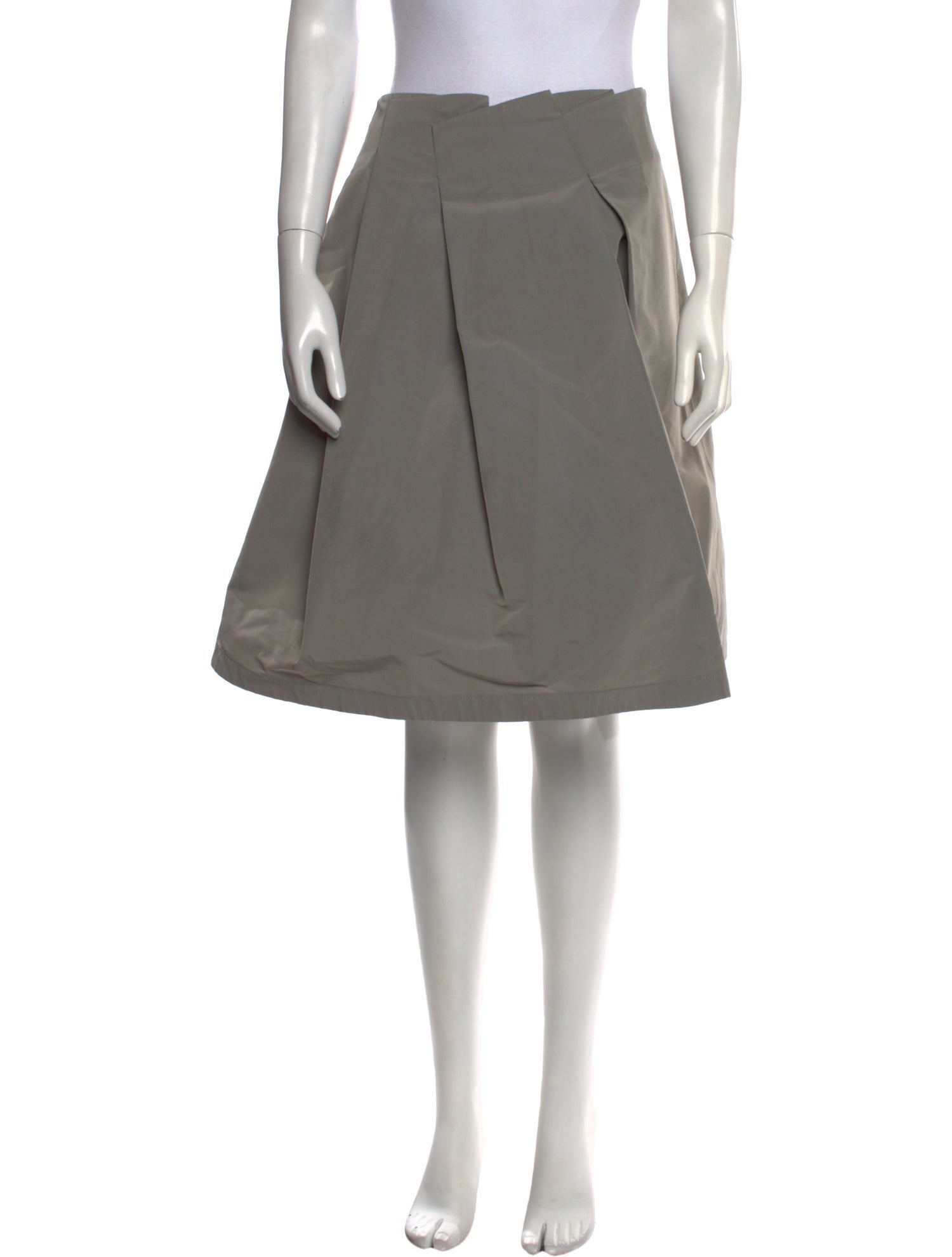 Jil Sander Navy Pleated Accents Knee-Length Skirt