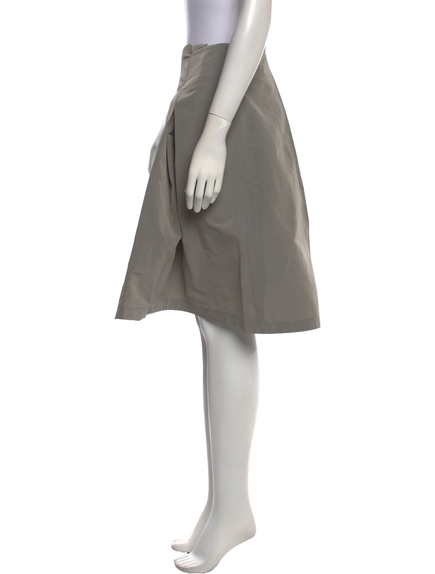 Jil Sander Navy Pleated Accents Knee-Length Skirt