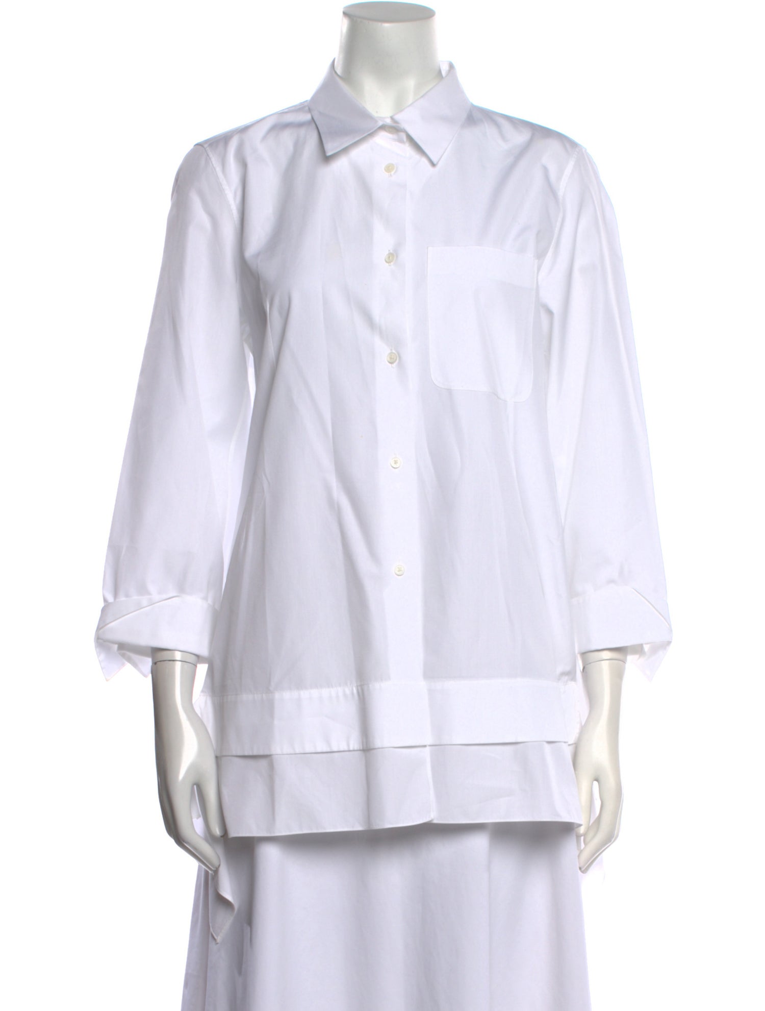 Jil Sander Navy Three-Quarter Sleeve Button-Up Top