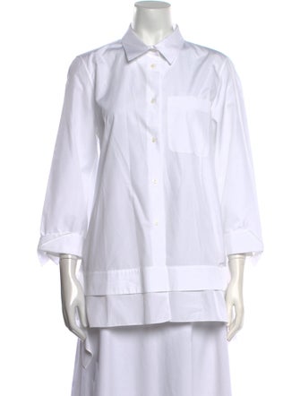 Jil Sander Navy Three-Quarter Sleeve Button-Up Top