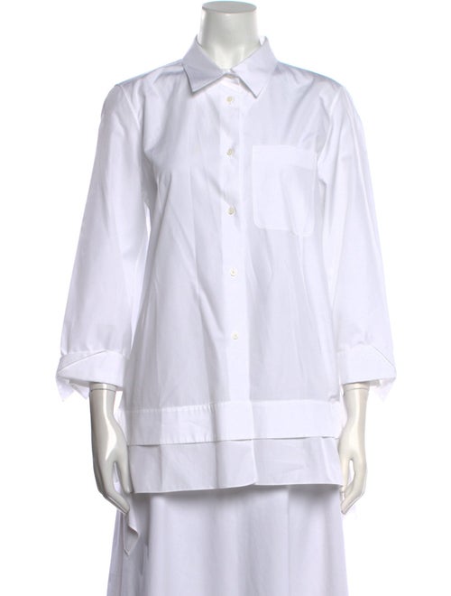Jil Sander Navy Three-Quarter Sleeve Button-Up Top