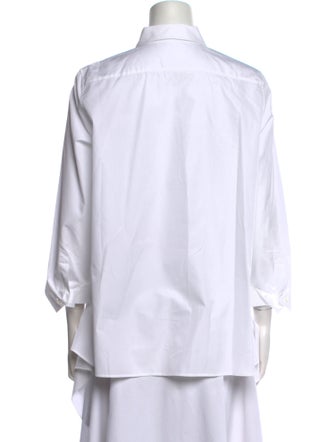 Jil Sander Navy Three-Quarter Sleeve Button-Up Top