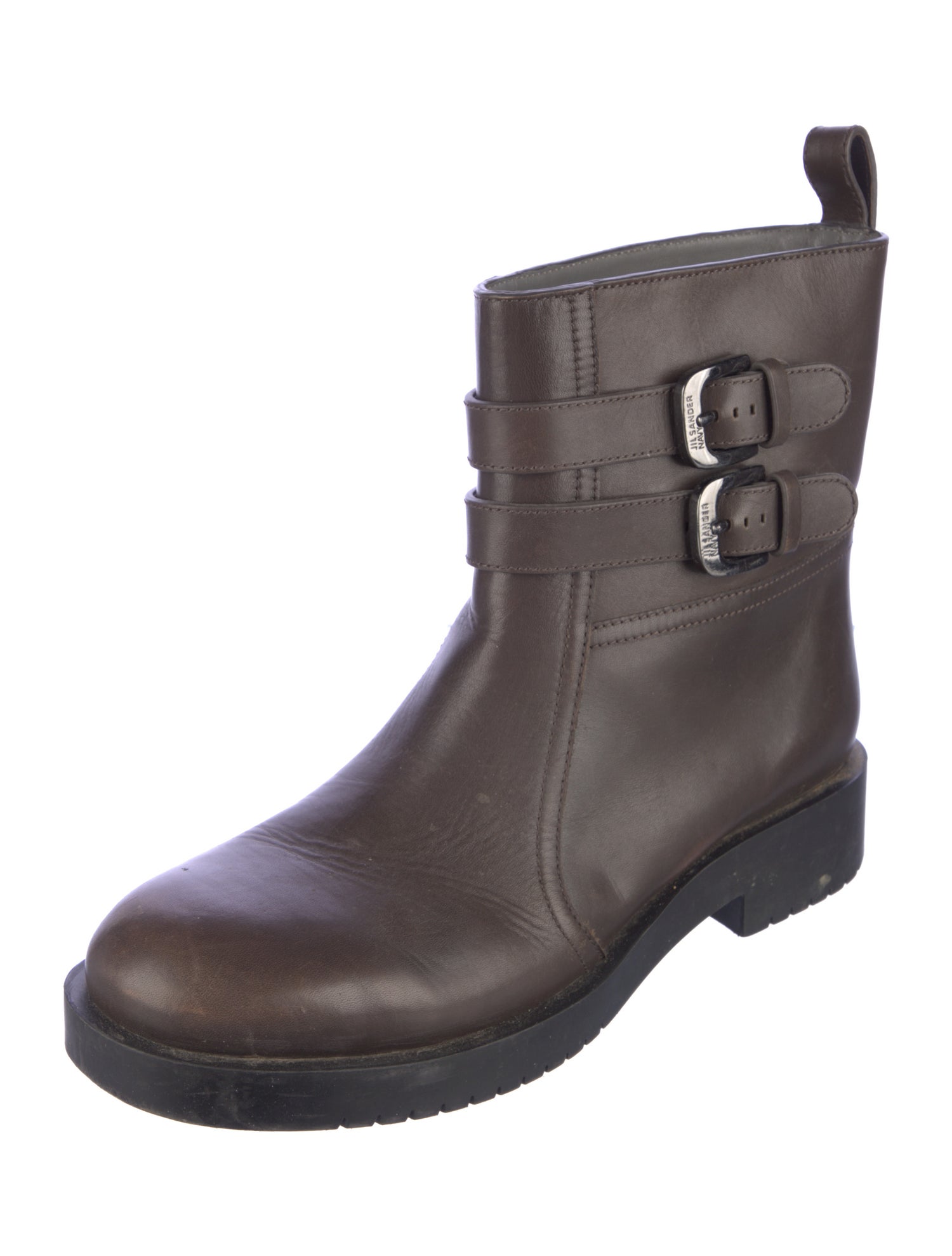Jil Sander Navy Leather Moto Boots
