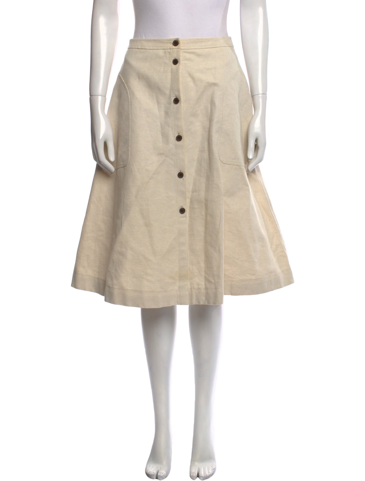 Jil Sander Navy Linen Knee-Length Skirt