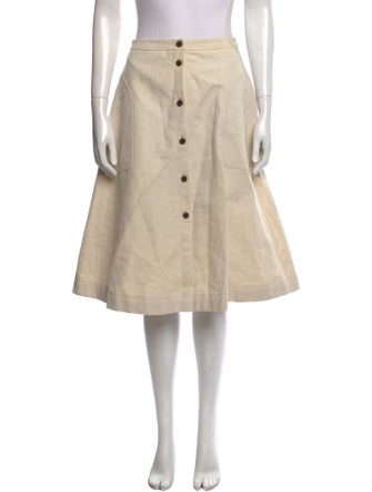 Jil Sander Navy Linen Knee-Length Skirt