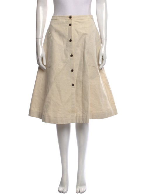 Jil Sander Navy Linen Knee-Length Skirt