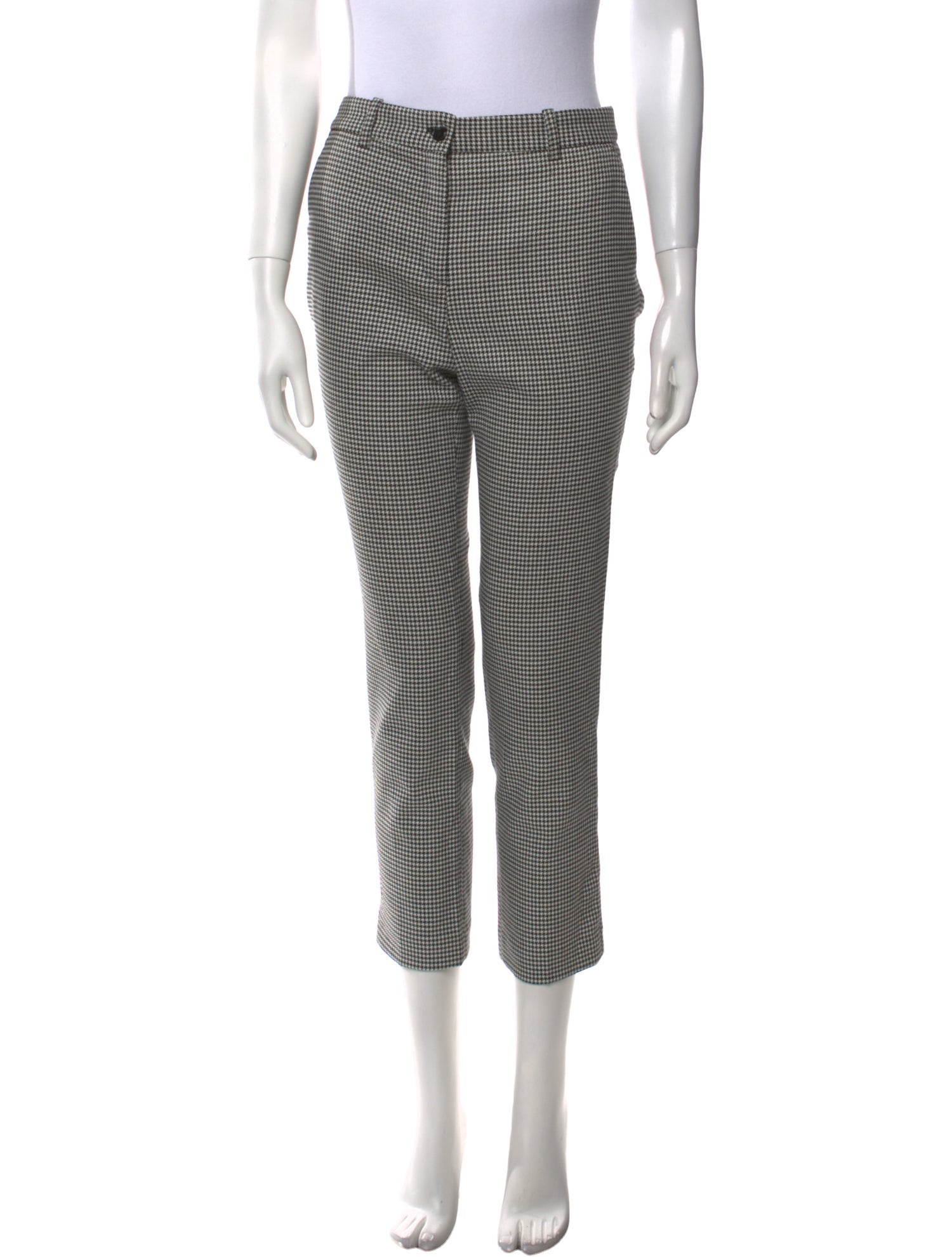 Jil Sander Navy Plaid Print Straight Leg Pants