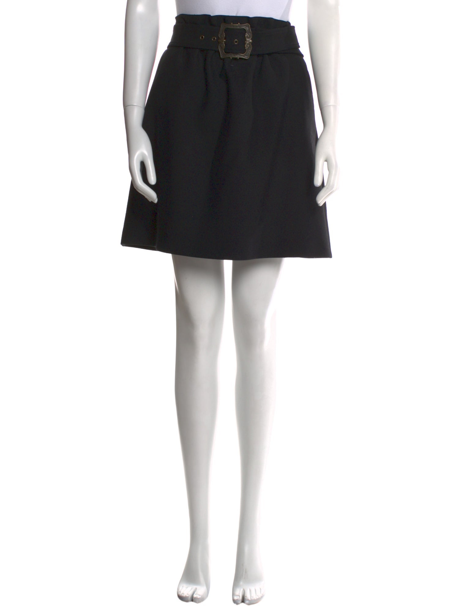 Jil Sander Navy Pleated Accents Knee-Length Skirt