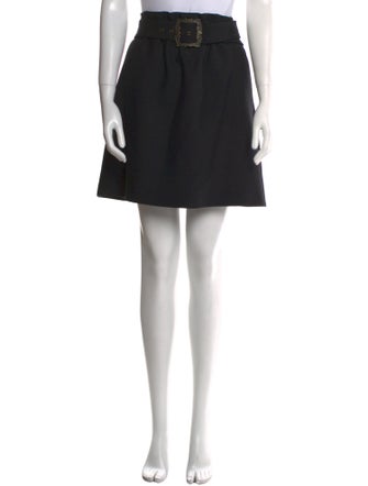 Jil Sander Navy Pleated Accents Knee-Length Skirt