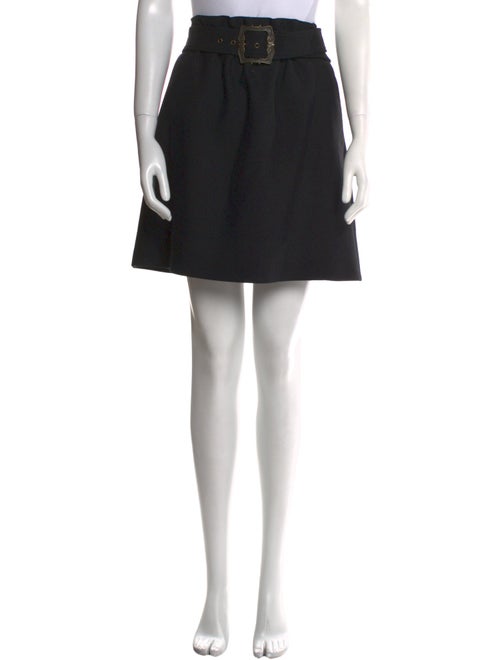 Jil Sander Navy Pleated Accents Knee-Length Skirt