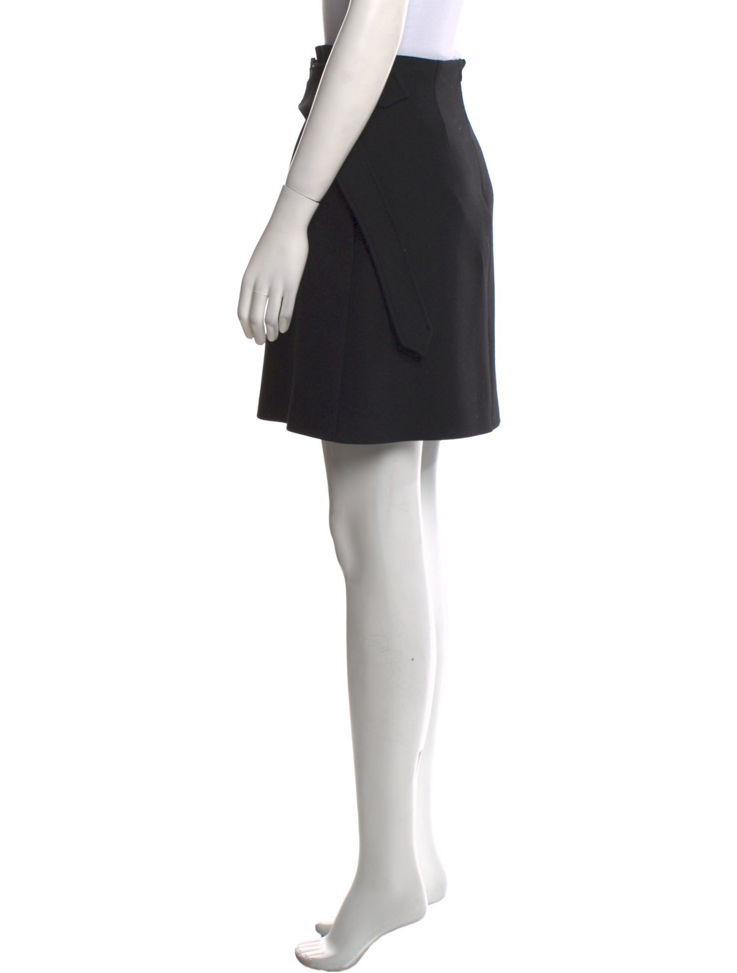 Jil Sander Navy Pleated Accents Knee-Length Skirt