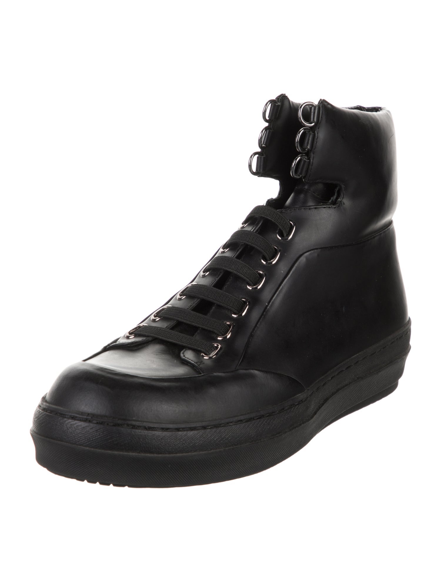 Jil Sander Navy Leather Combat Boots