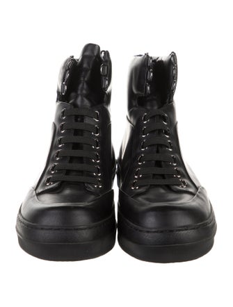 Jil Sander Navy Leather Combat Boots