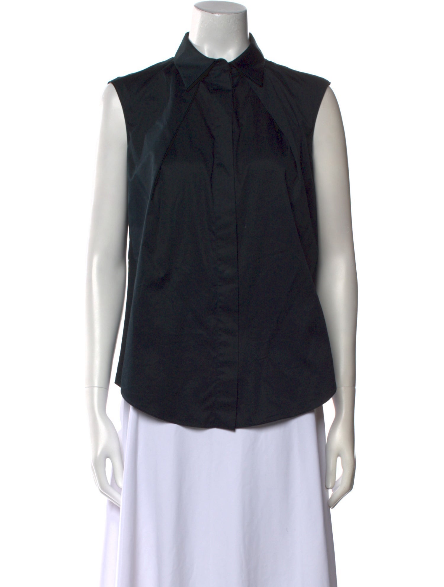 Jil Sander Navy Sleeveless Button-Up Top