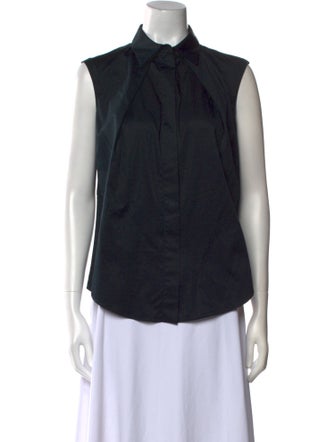 Jil Sander Navy Sleeveless Button-Up Top