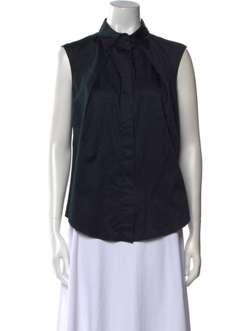 Jil Sander Navy Sleeveless Button-Up Top