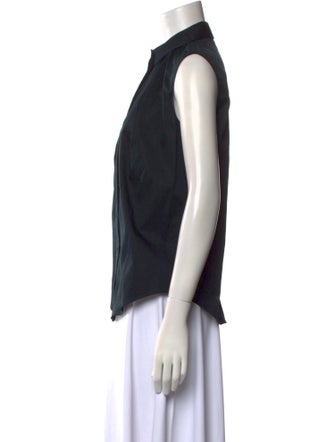 Jil Sander Navy Sleeveless Button-Up Top