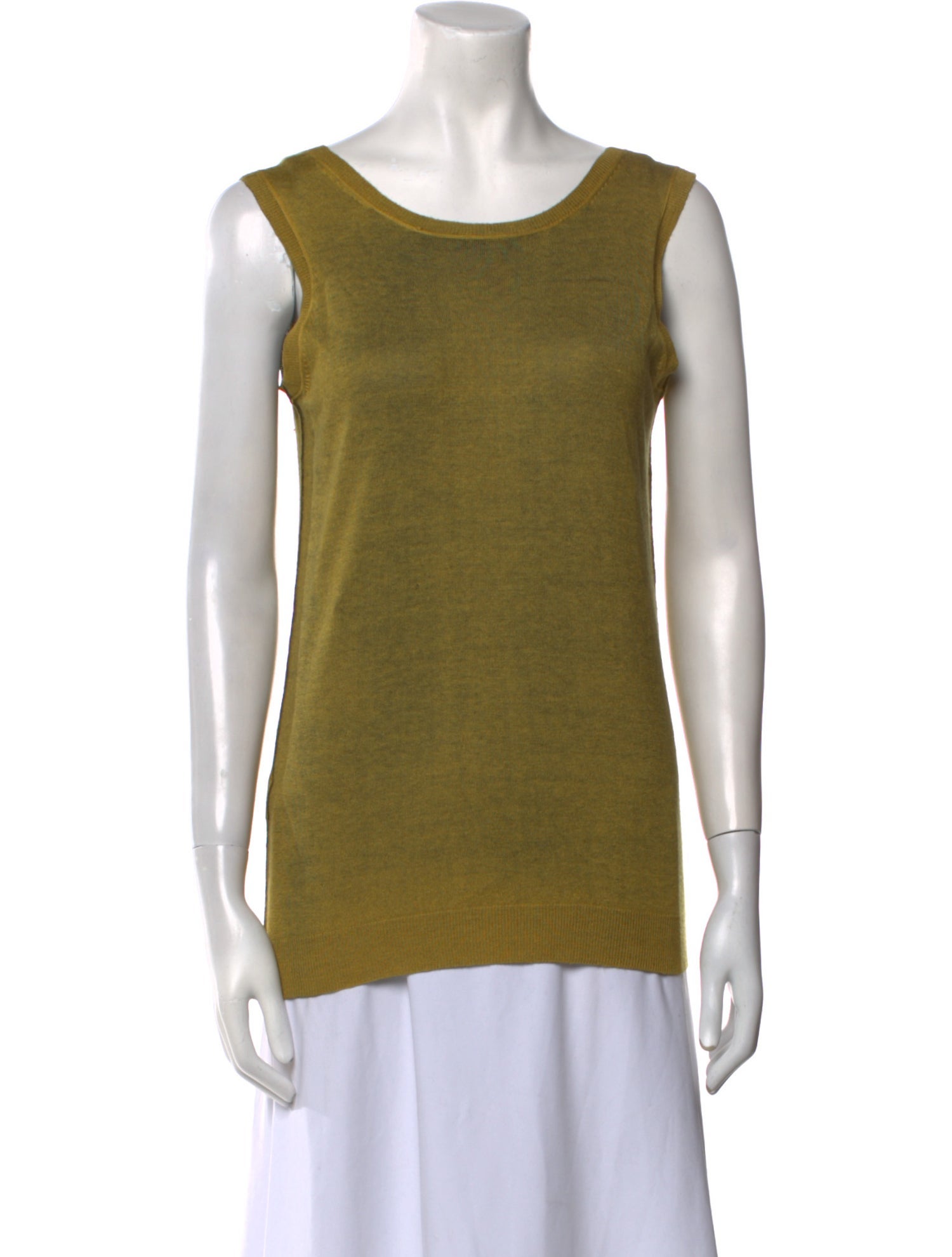 Jil Sander Navy Silk Scoop Neck Top