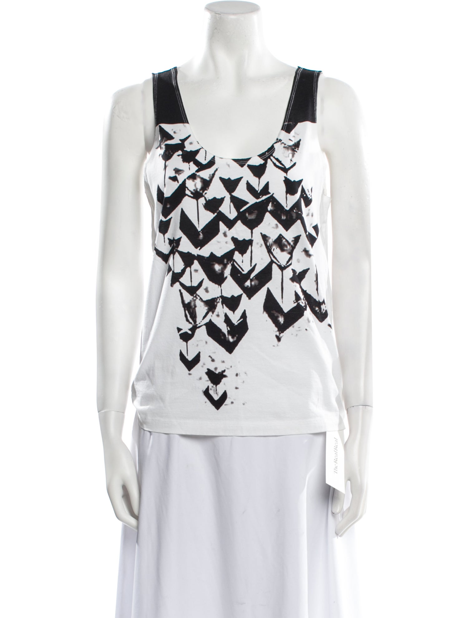 Jil Sander Navy Printed Scoop Neck Top