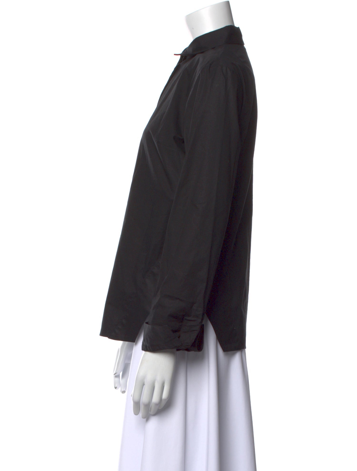 Jil Sander Navy Three-Quarter Sleeve Button-Up Top