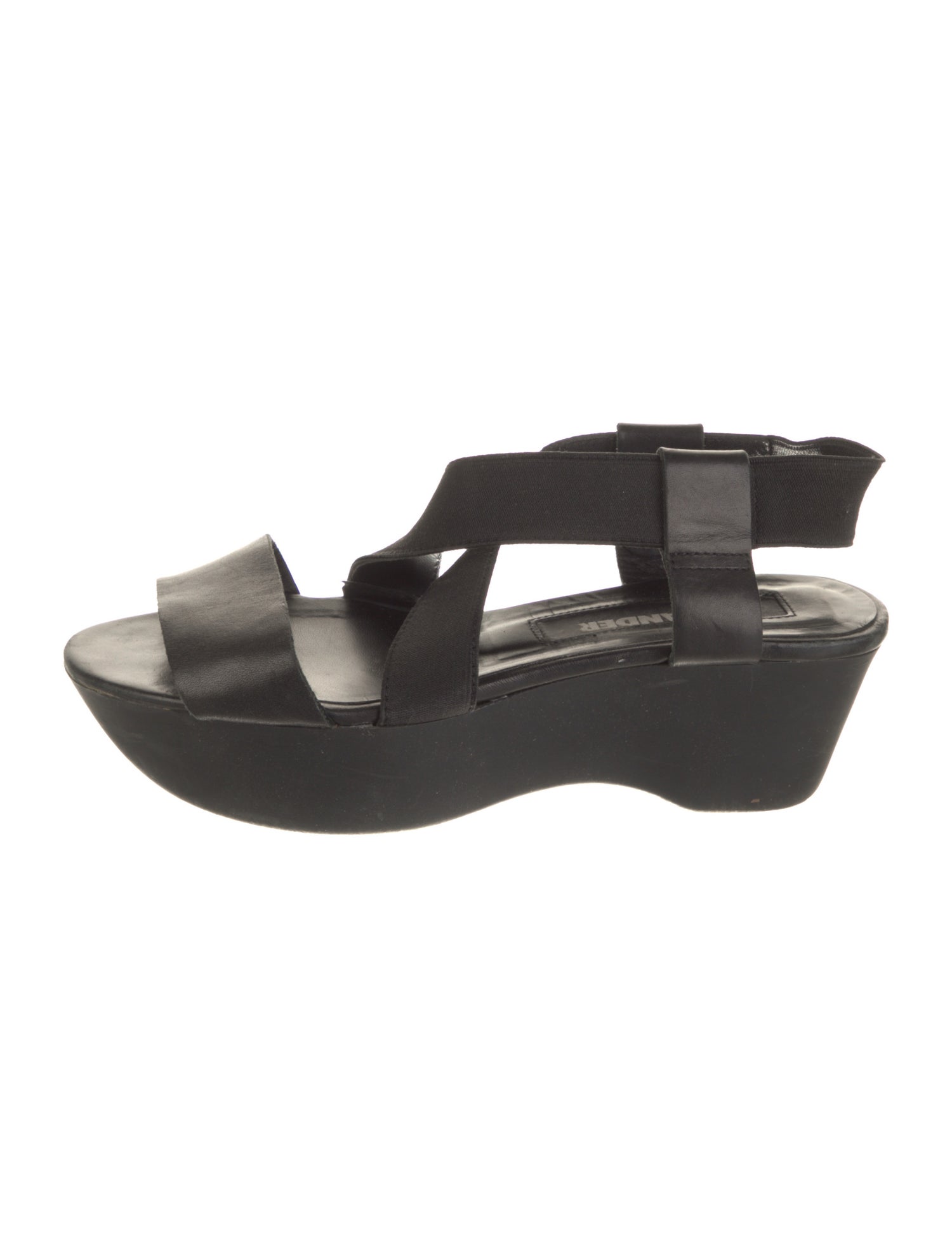 Jil Sander Navy Leather Slingback Sandals