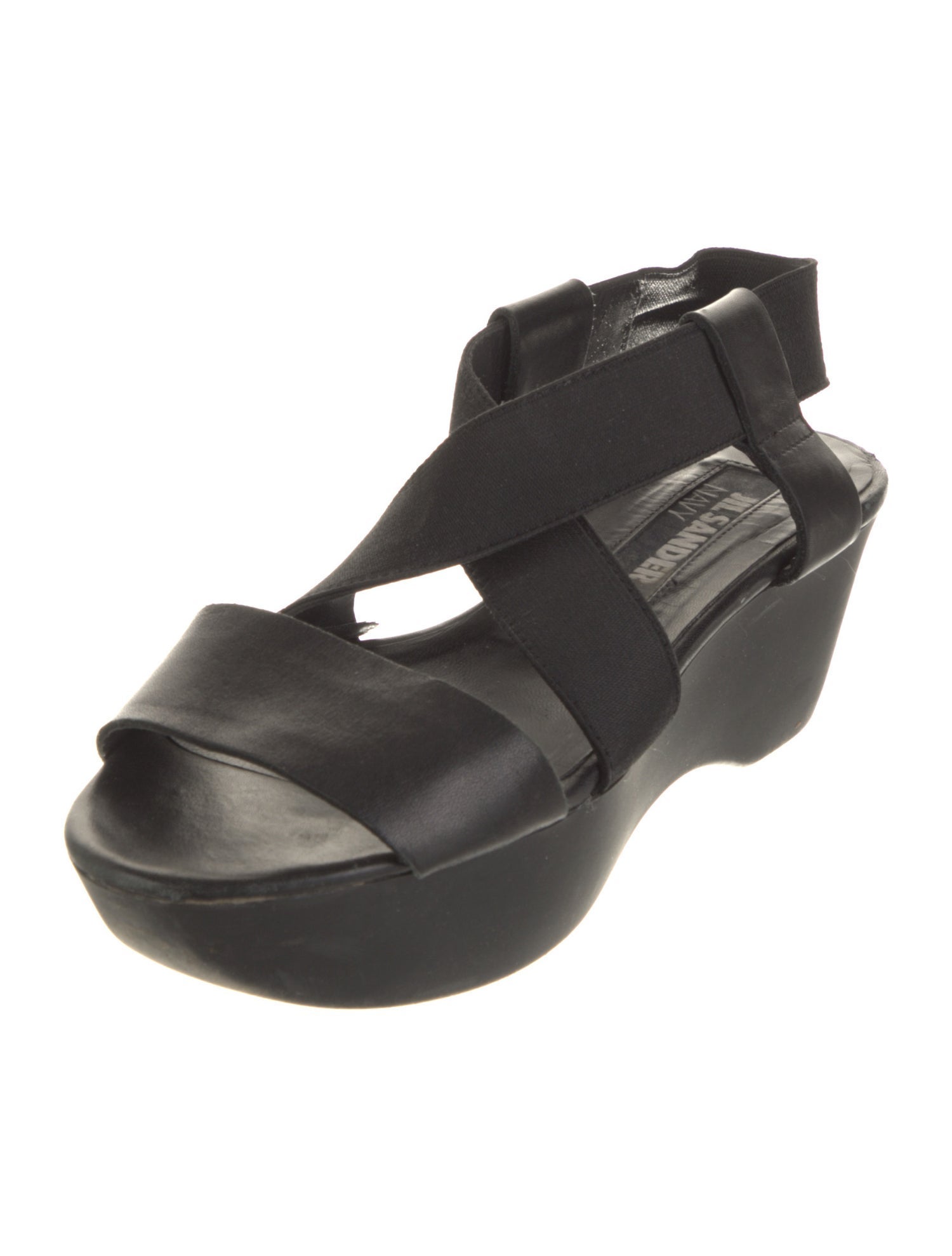 Jil Sander Navy Leather Slingback Sandals
