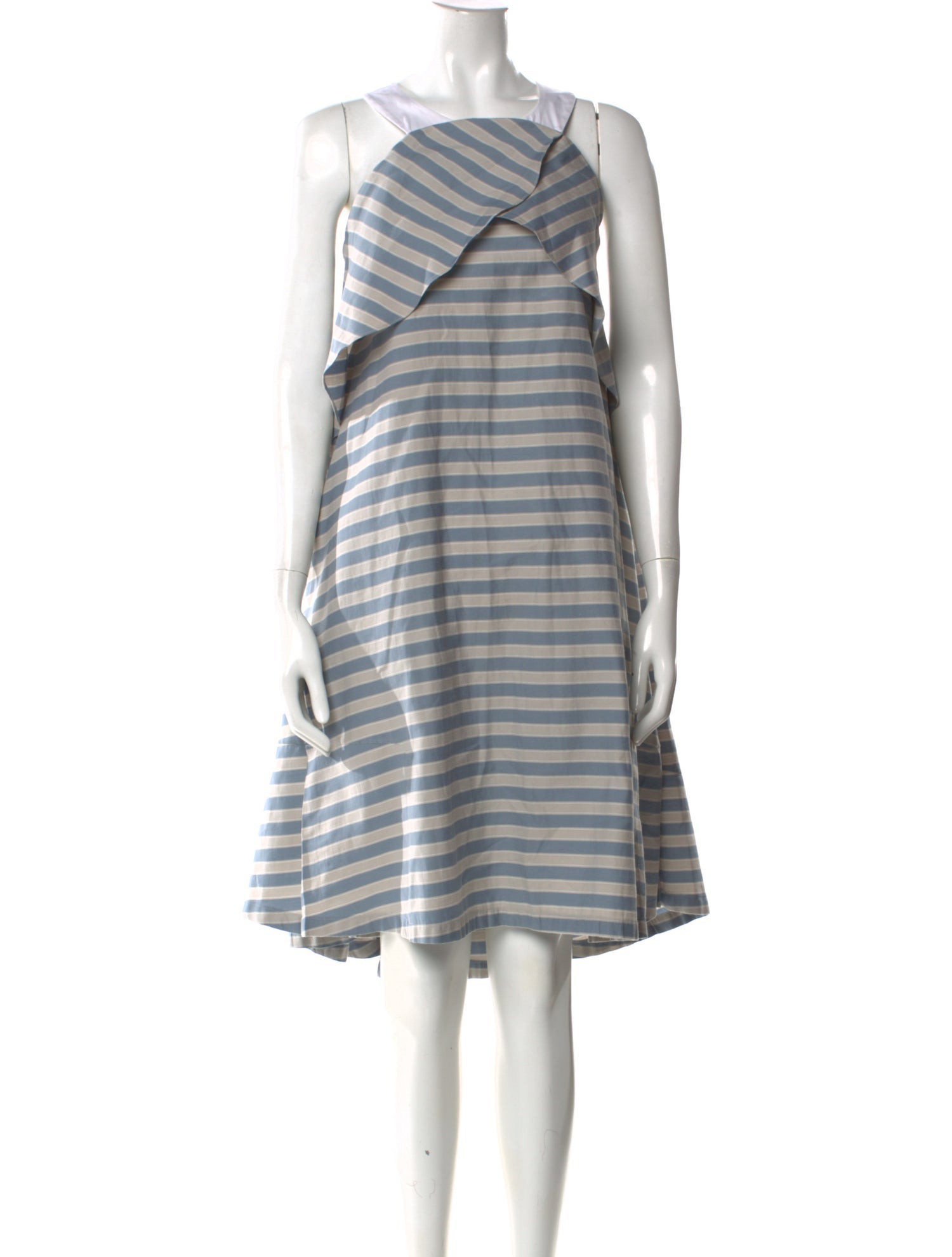 Jil Sander Navy Striped Knee-Length Dress