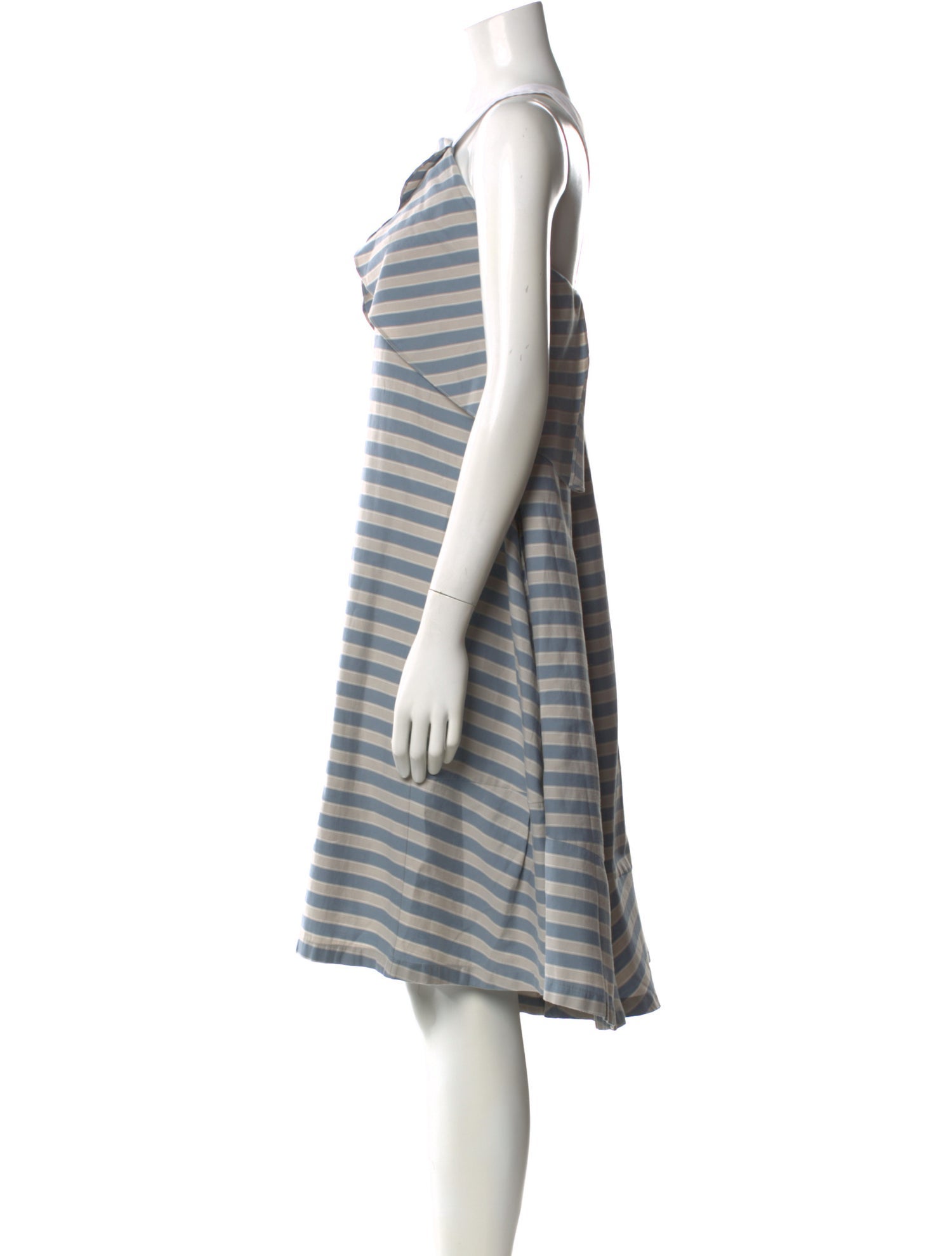 Jil Sander Navy Striped Knee-Length Dress