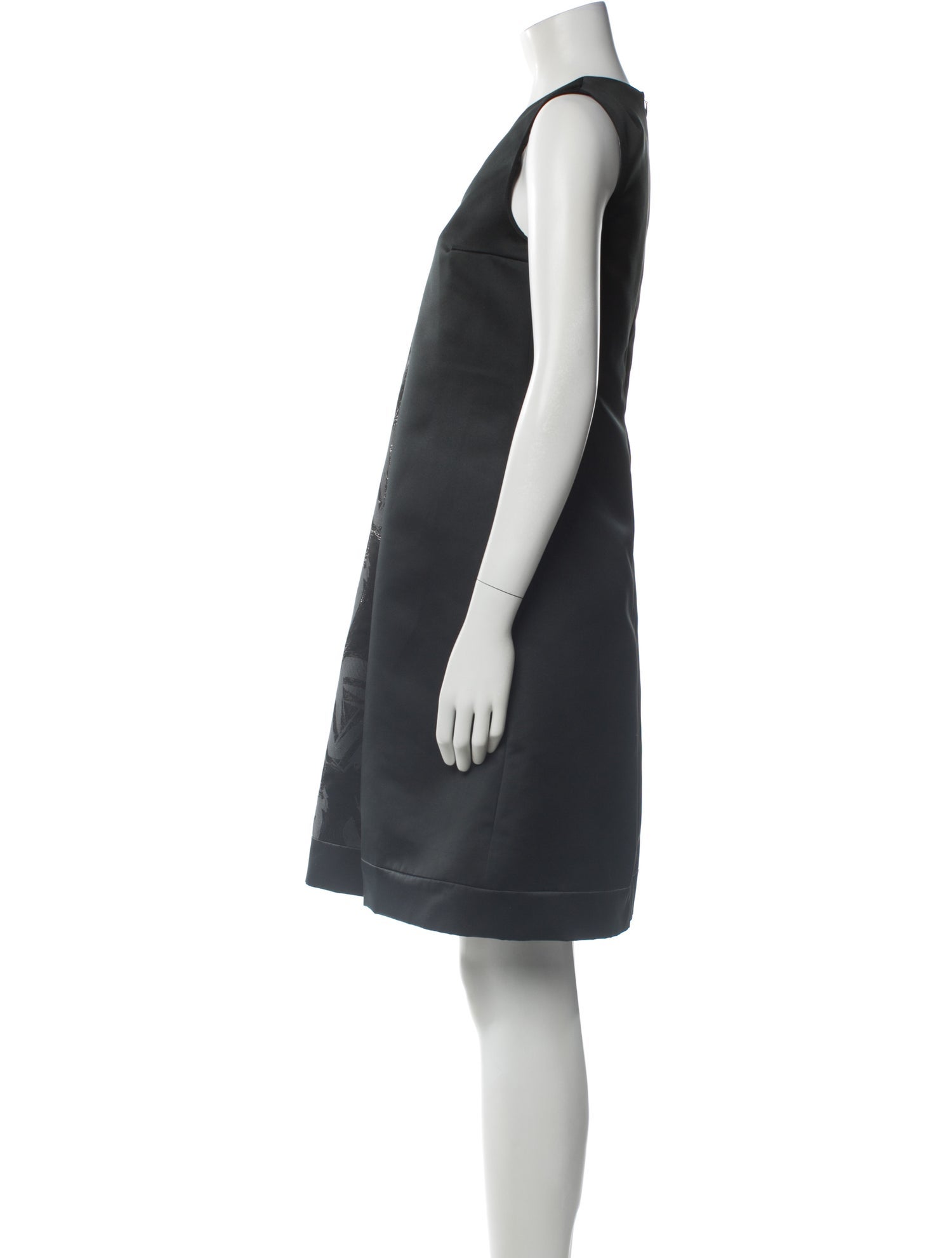 Jil Sander Navy Square Neckline Knee-Length Dress
