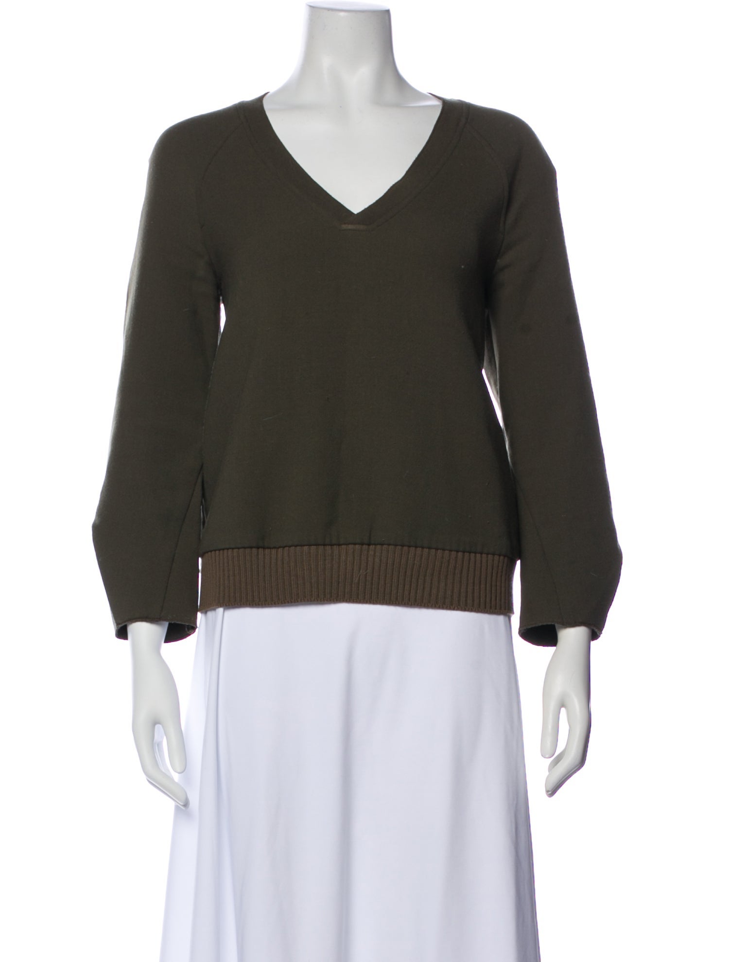 Jil Sander Navy V-Neck Long Sleeve Sweatshirt