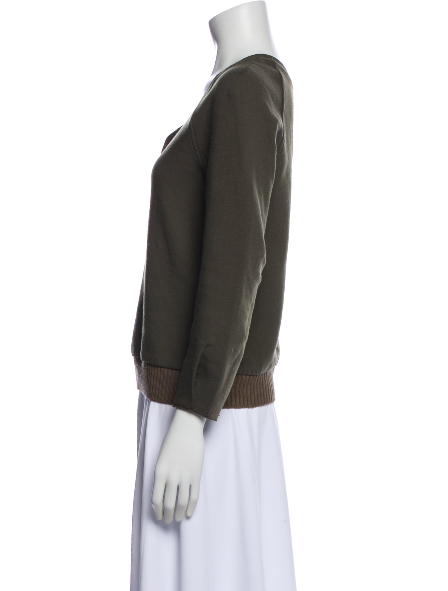 Jil Sander Navy V-Neck Long Sleeve Sweatshirt