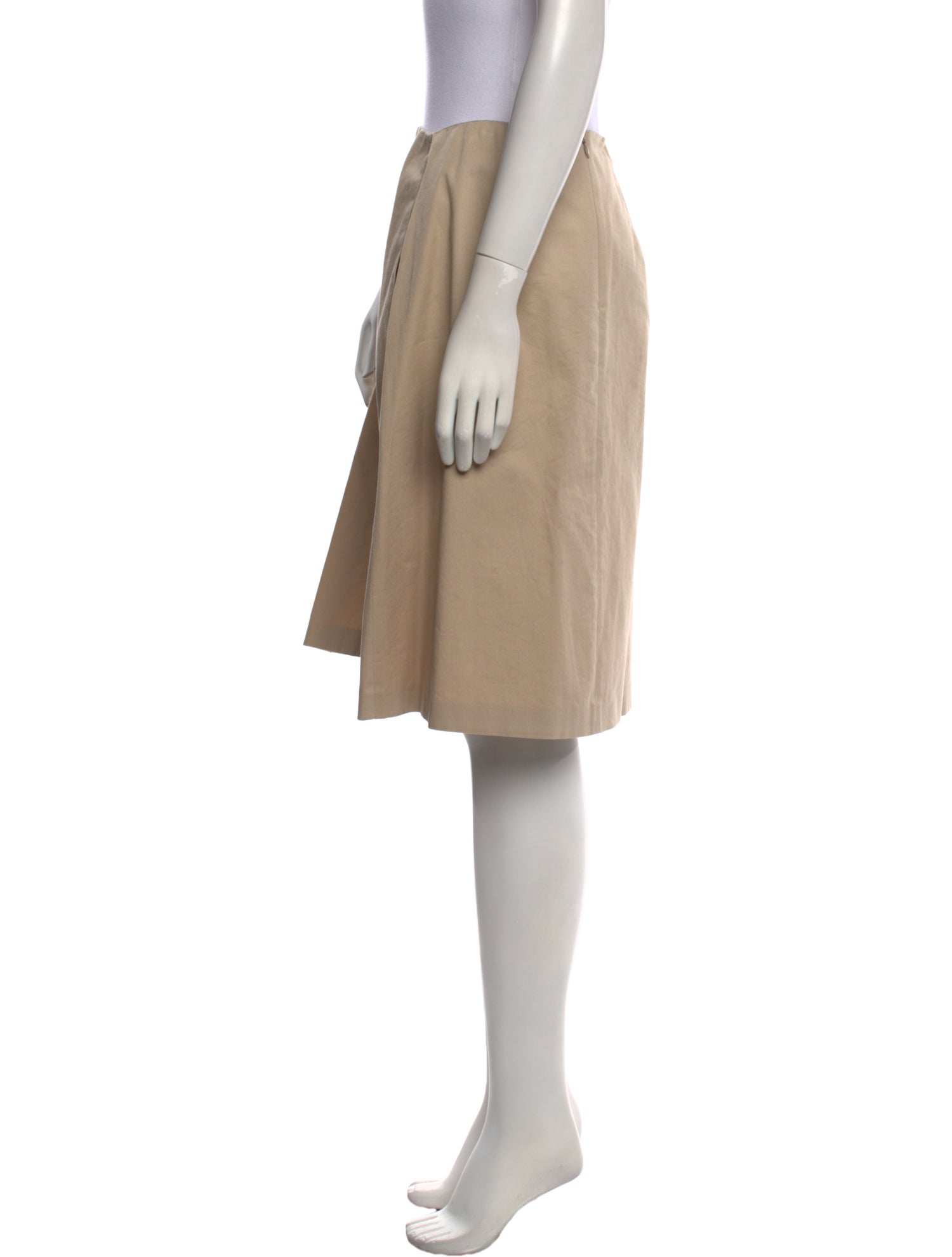 Jil Sander Navy Pleated Accents Knee-Length Skirt