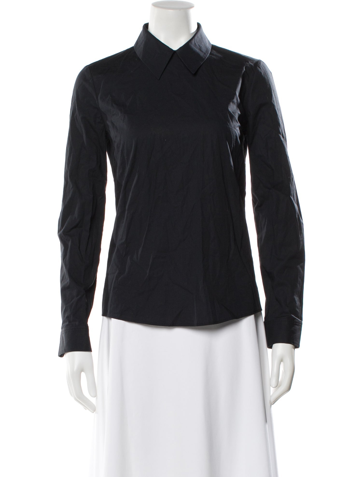 Jil Sander Navy Long Sleeve Button-Up Top