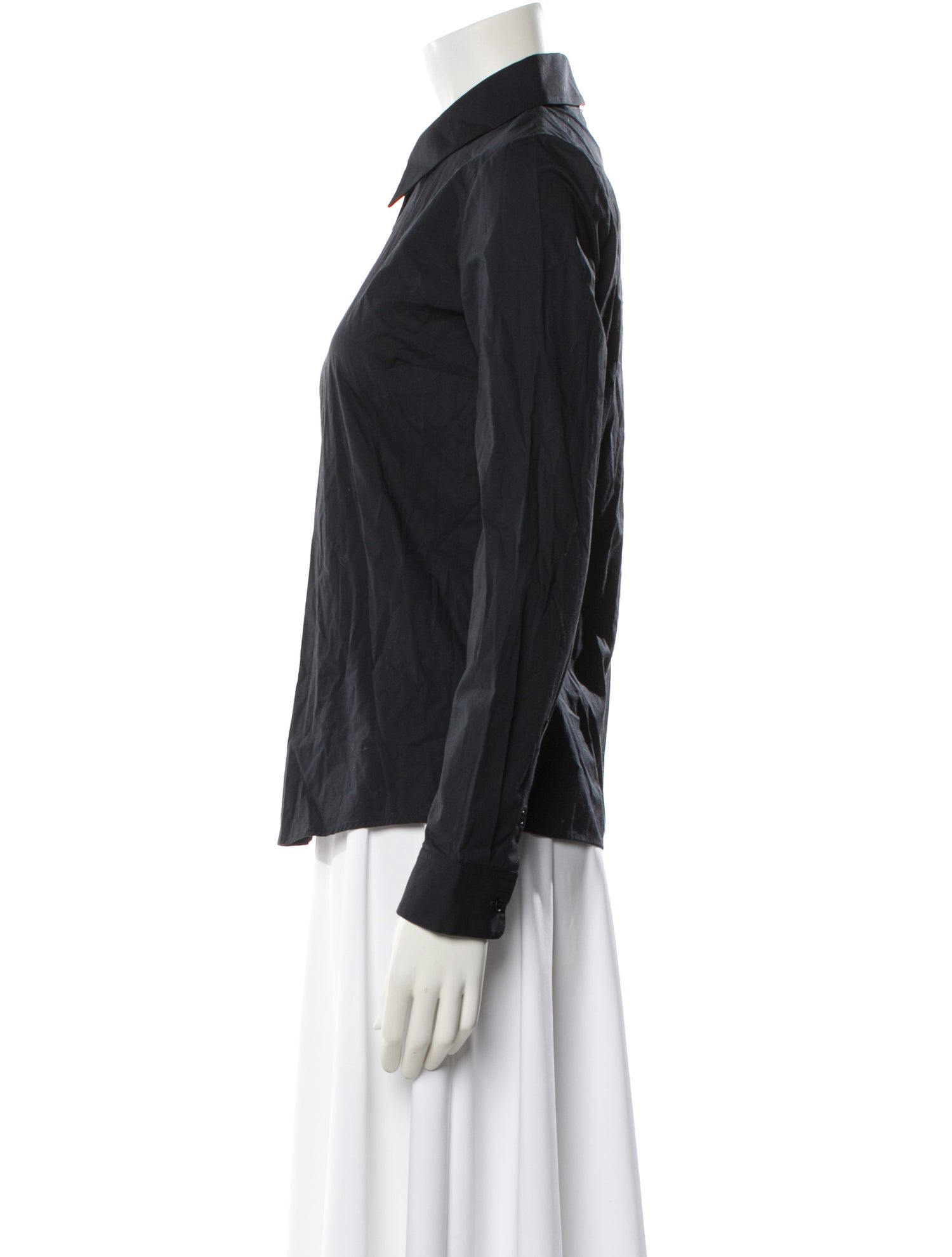 Jil Sander Navy Long Sleeve Button-Up Top