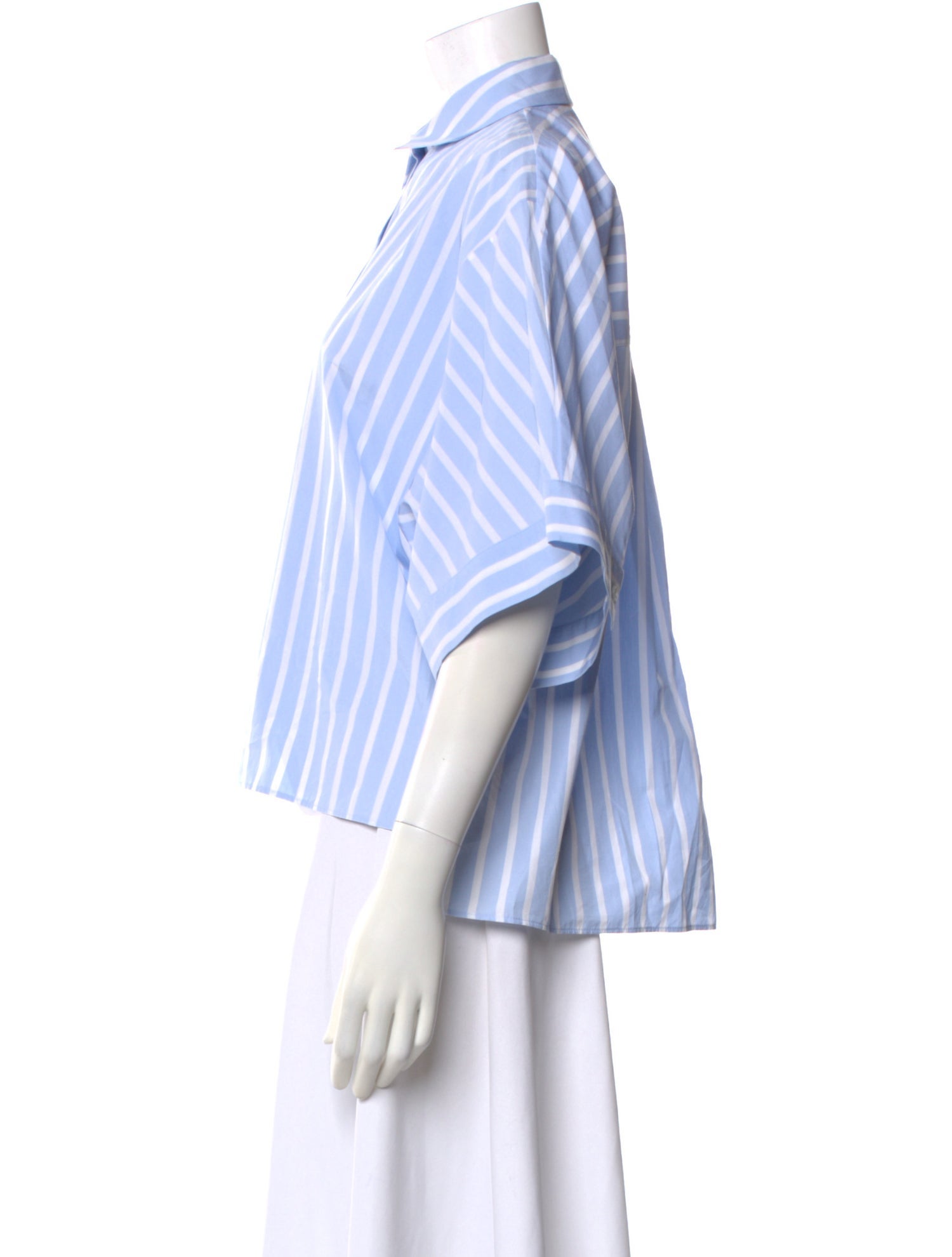 Jil Sander Navy Striped Short Sleeve Blouse