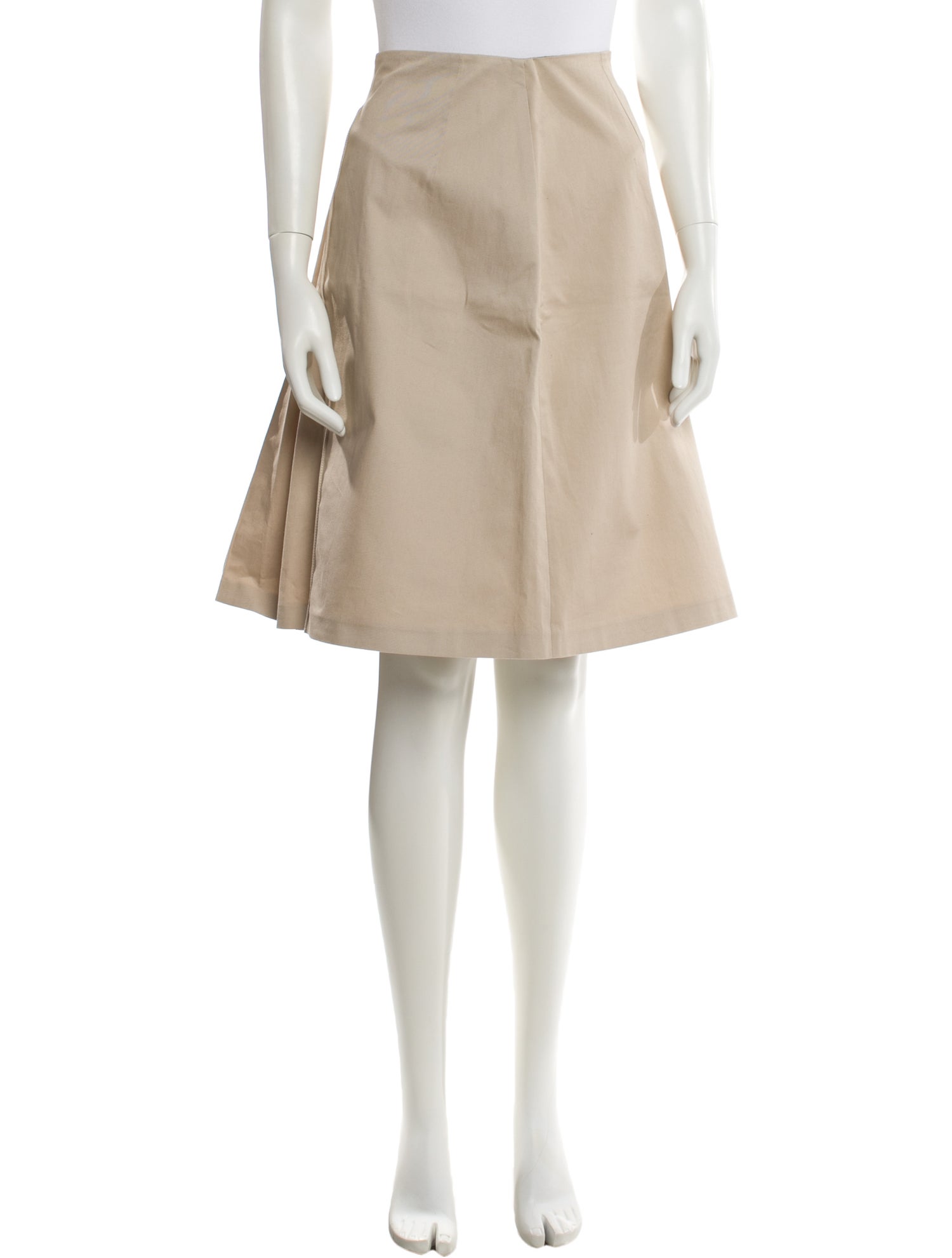 Jil Sander Navy Pleated Accents Knee-Length Skirt