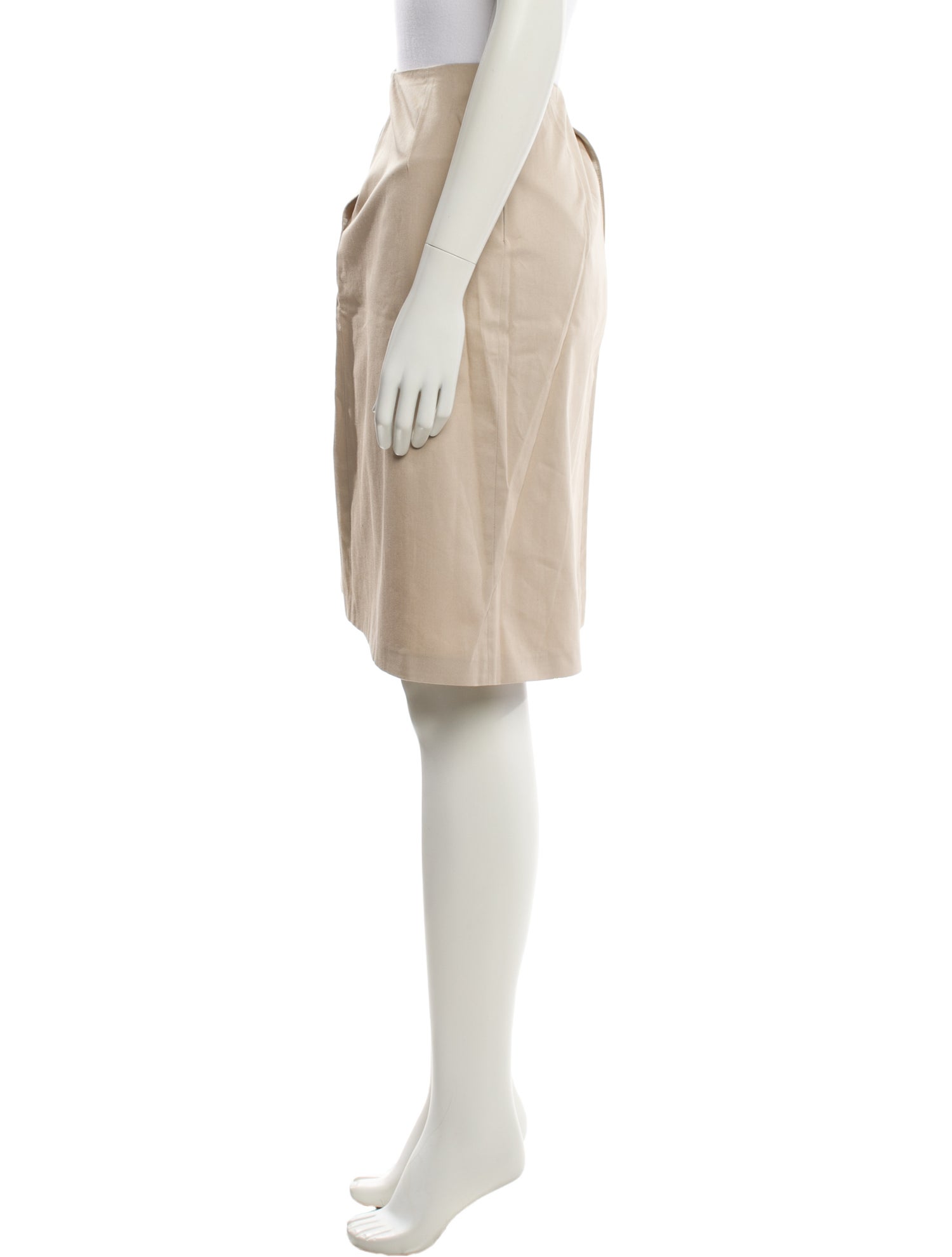 Jil Sander Navy Pleated Accents Knee-Length Skirt