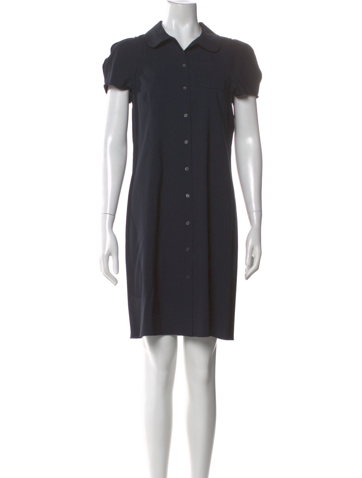Jil Sander Navy Virgin Wool Knee-Length Dress