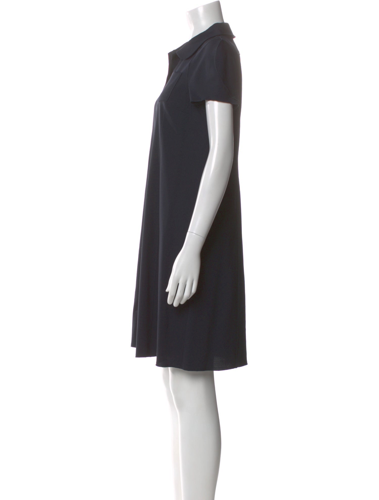 Jil Sander Navy Virgin Wool Knee-Length Dress