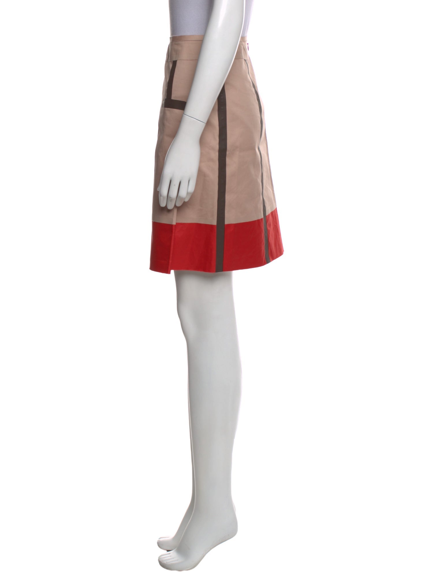 Jil Sander Navy Colorblock Pattern Mini Skirt