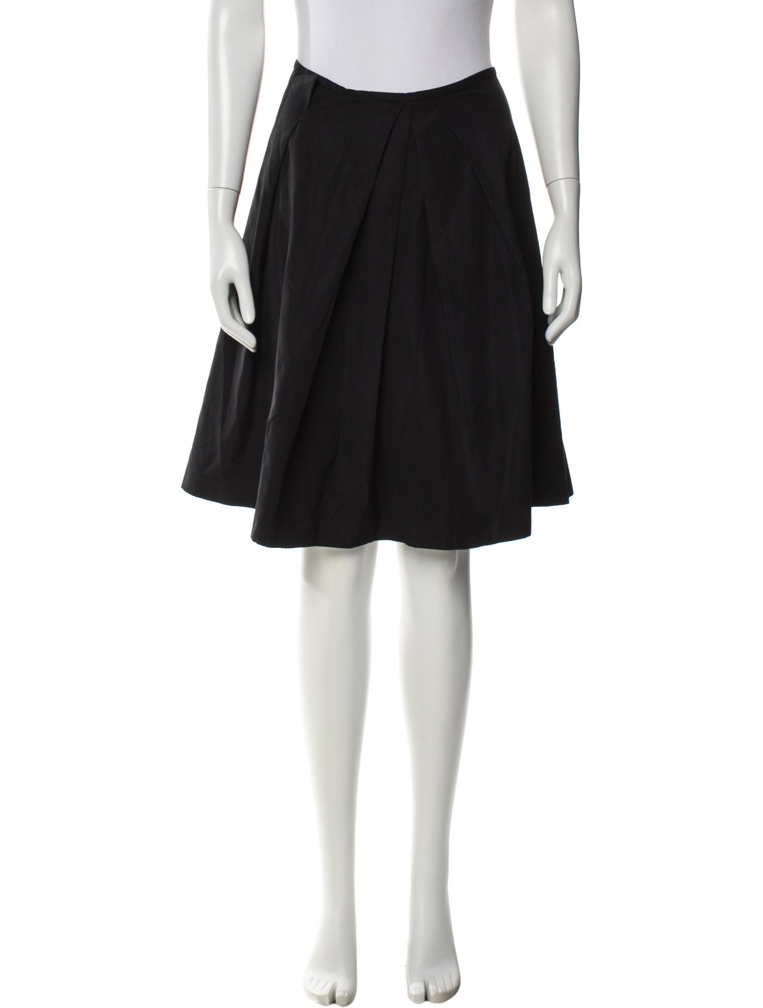 Jil Sander Navy Pleated Accents Knee-Length Skirt