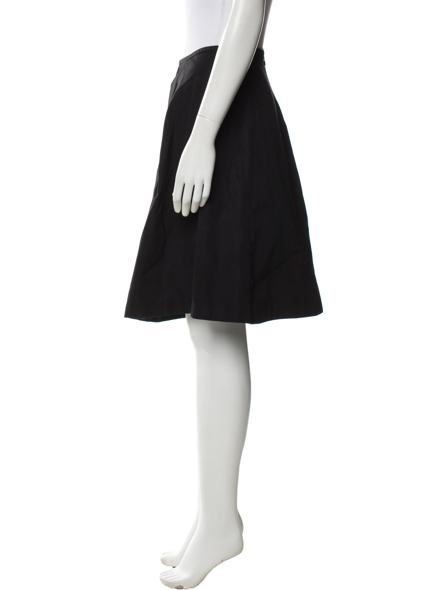 Jil Sander Navy Pleated Accents Knee-Length Skirt