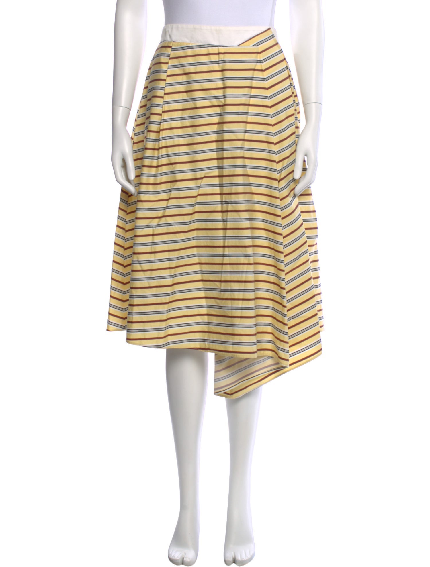 Jil Sander Navy Striped Knee-Length Skirt