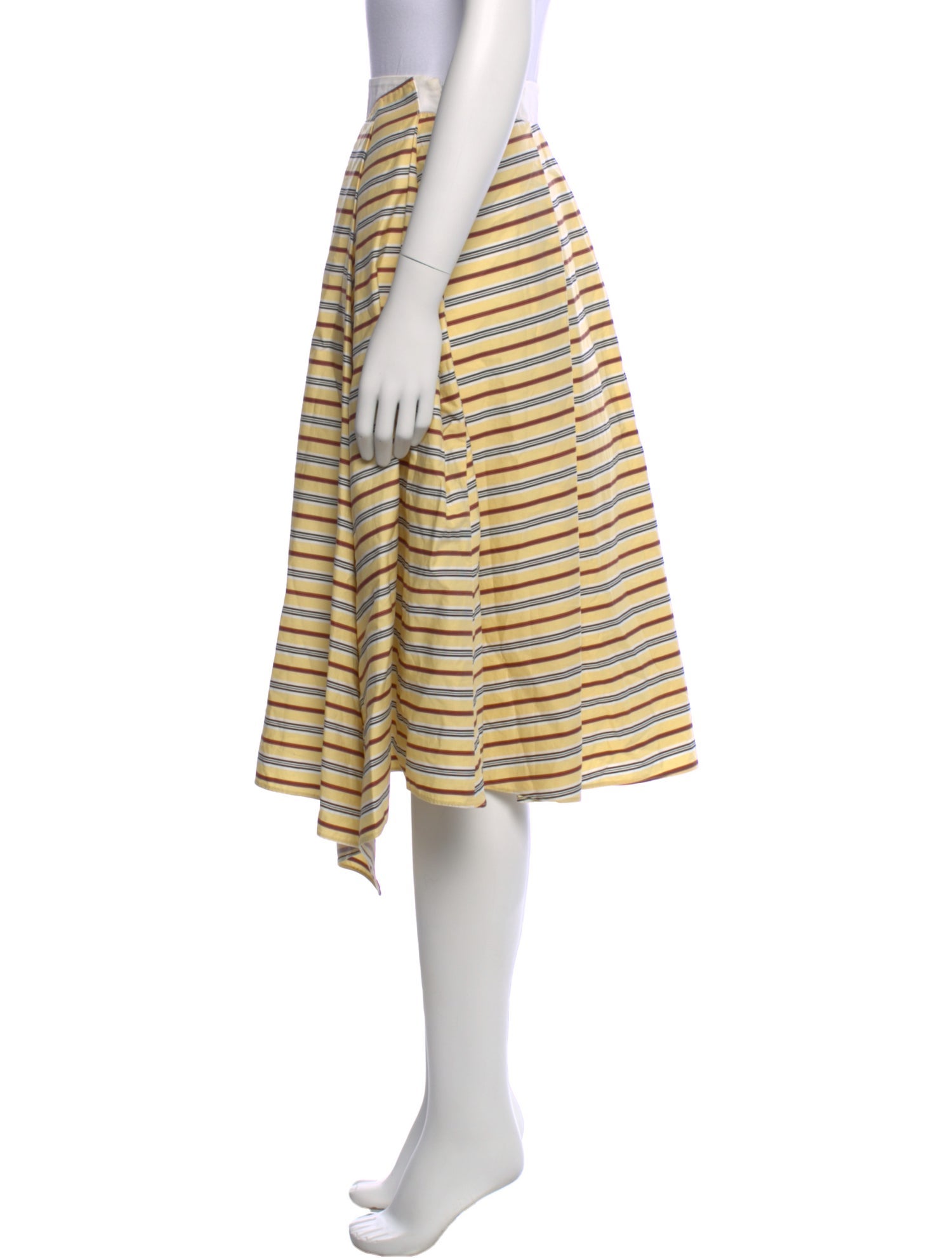 Jil Sander Navy Striped Knee-Length Skirt